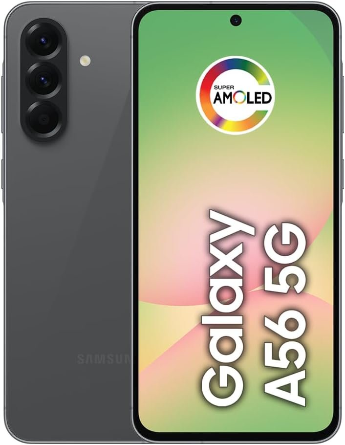 Samsung Galaxy A56 5G 2025: 128GB Dual SIM, 6.7″ 120Hz AMOLED, IP67, Android 15, Unlocked, 25W Charger Samsung Galaxy A56 5G 2025: 128GB Dual SIM, 6.7″ 120Hz AMOLED, IP67, Android 15, Unlocked, 25W Charger