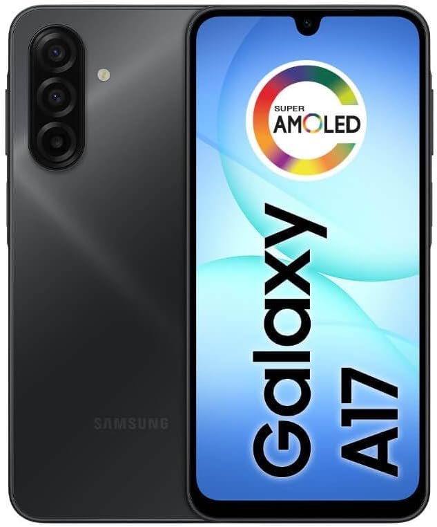 Samsung Galaxy A17 4G Dual SIM | 128GB, 4GB, Splash Resistant | 6.7″ 90Hz AMOLED, GSM Factory Unlocked for T-Mobile, Global | International Model | (Black)