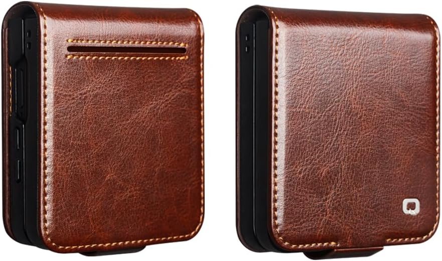Premium Brown Leather Wallet Case for Samsung Galaxy Z Flip 7 5G