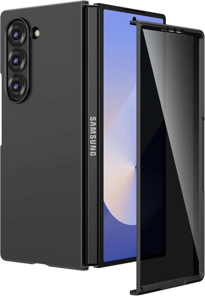 Ruky Samsung Galaxy Z Fold 6 Case: Privacy Screen & Wireless Charging, Black