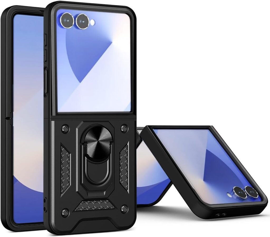 Shockproof Samsung Galaxy Z Flip 7 Case with Ring Kickstand & Magnetic Mount