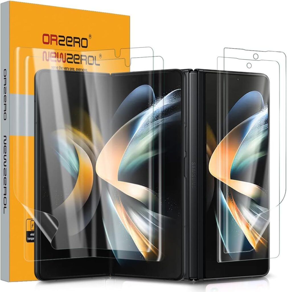“Orzero TPU Screen Protectors for Samsung Galaxy Z Fold 4 5G – 4-Pack, HD, Bubble-Free, Anti