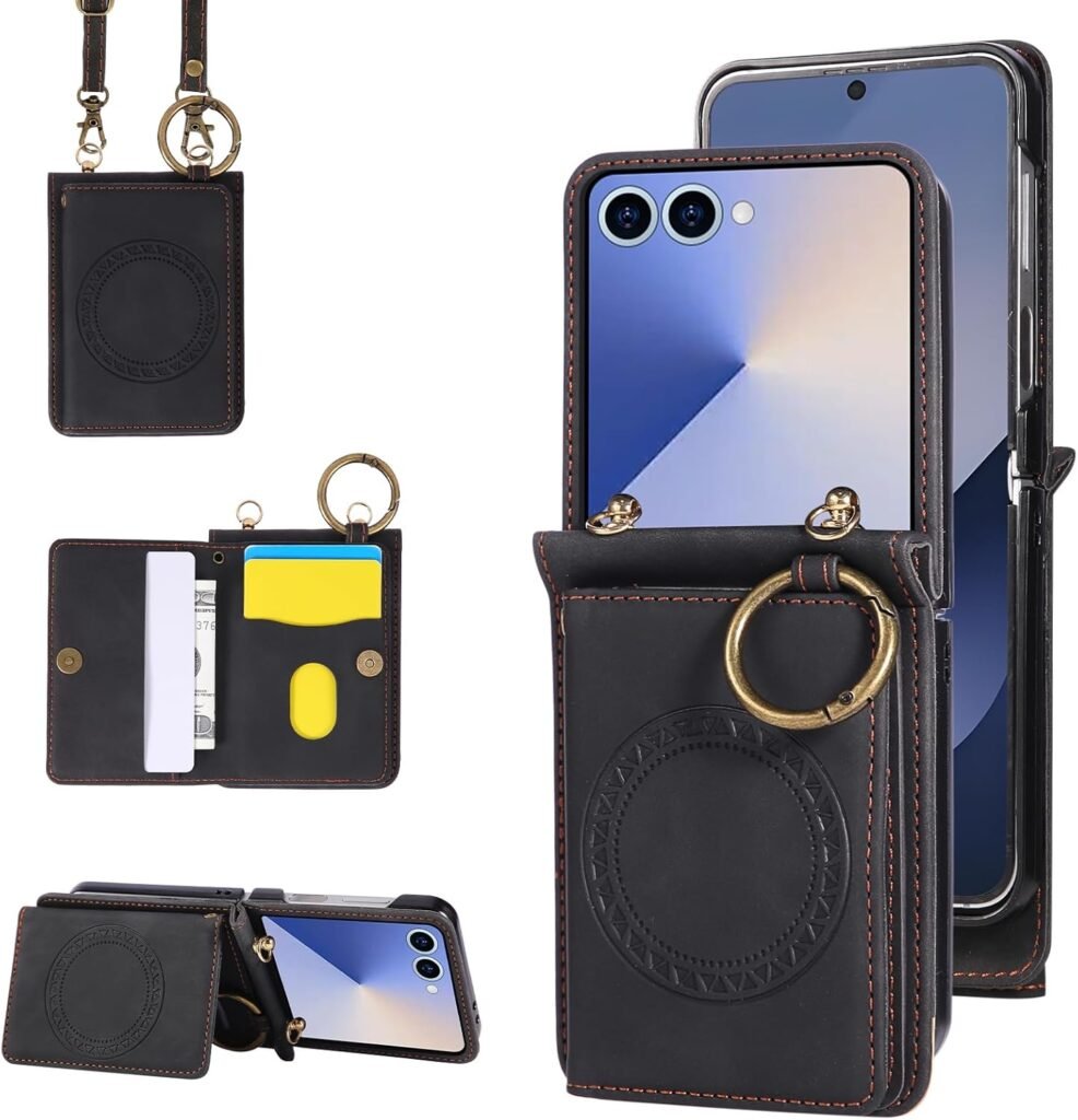 Samsung Galaxy Z Flip 7 Wallet Case with Crossbody Strap & Magnetic Mount