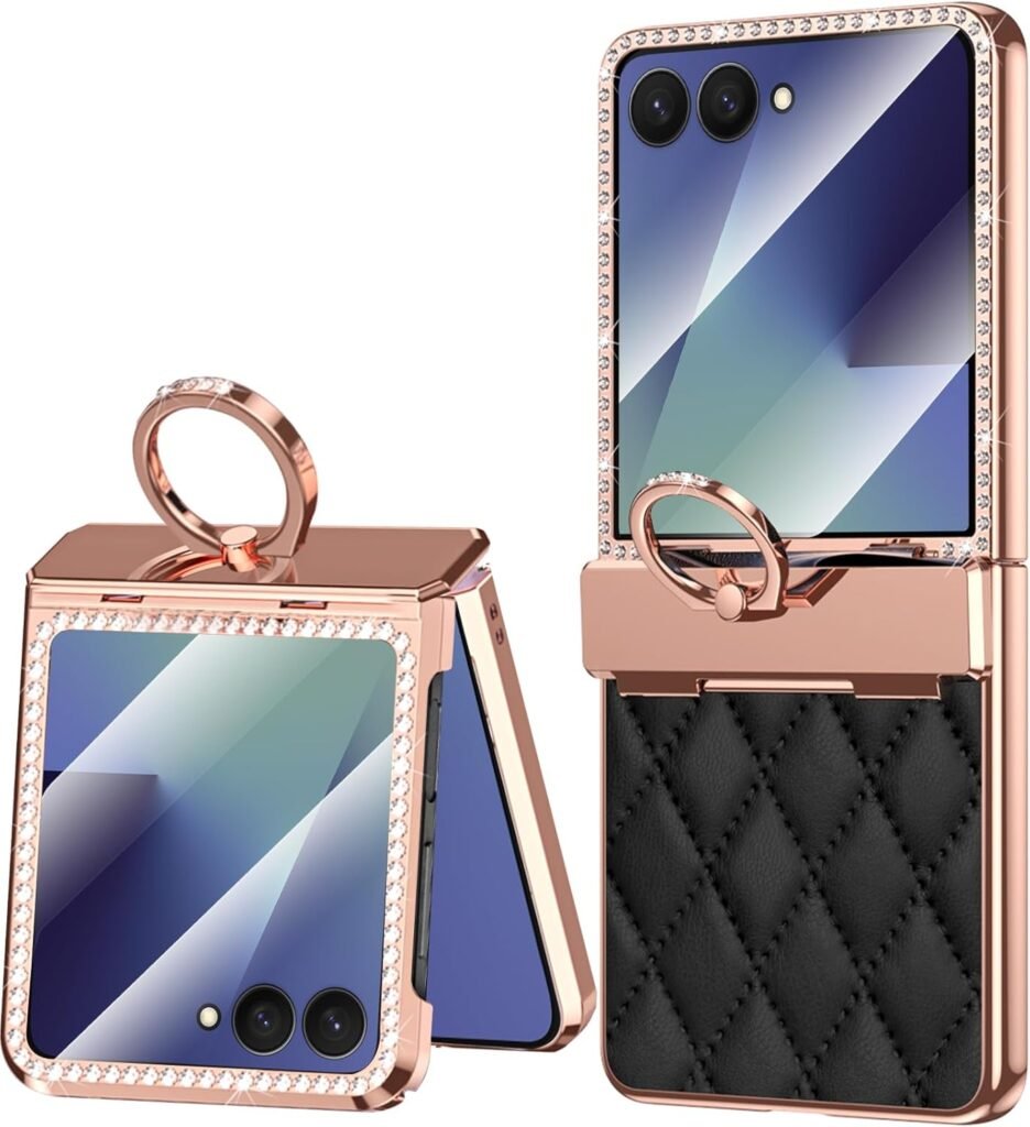 Luxury Diamond Shockproof Samsung Galaxy Z Flip 7 Case with Hinge Protection & Ring