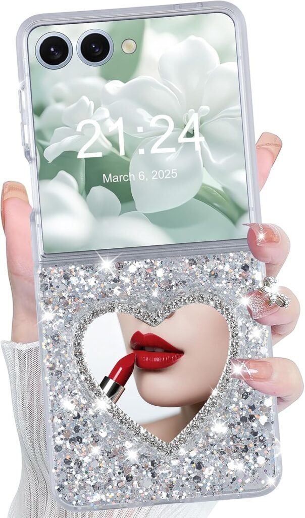 Glitter Love Paw Mirror Case for Samsung Galaxy Z Flip 7 2025 5G