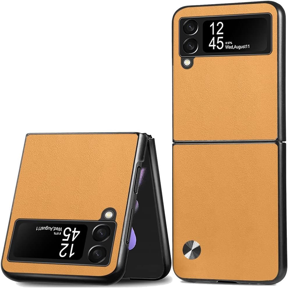 “Ultra-Light Yellow TPU Leather Case for Samsung Galaxy Z Flip 3 5G