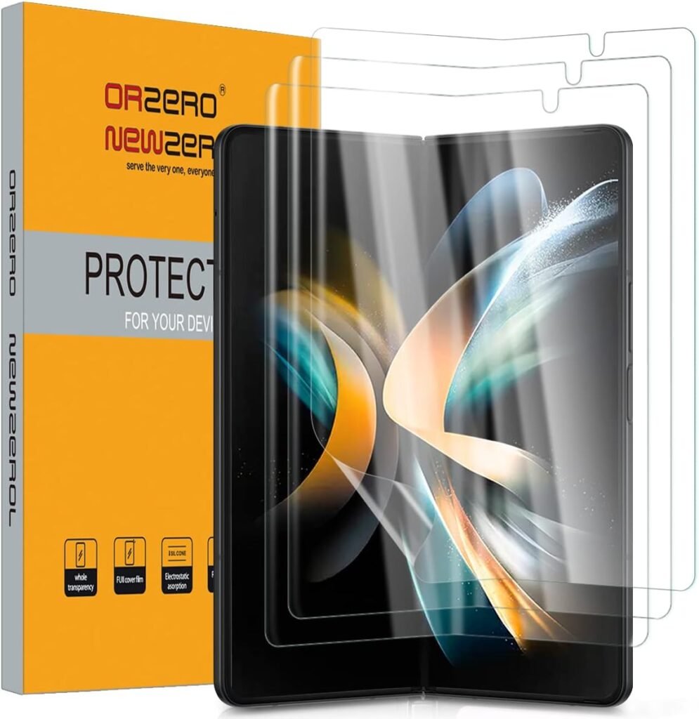 3-Pack Orzero TPU Screen Protector for Galaxy Z Fold 5/4 – Premium, Bubble-Free, Anti