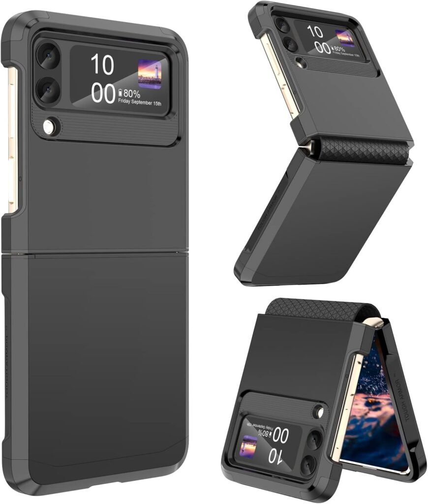Heavy Duty Shockproof Black Galaxy Z Flip 3 Case with Hinge Protection for Canadians (2023)