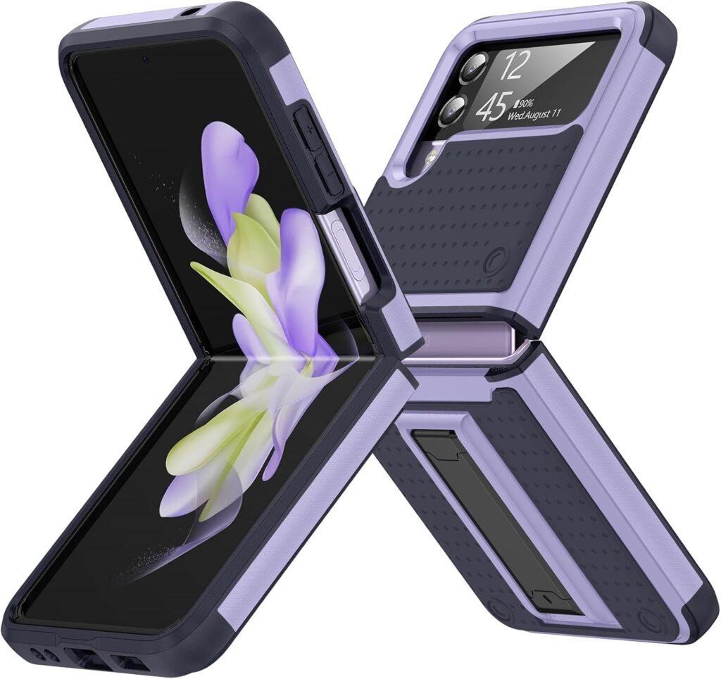 Light Purple Military Grade Shockproof Case with Kickstand for Samsung Galaxy Z Flip 3 5G