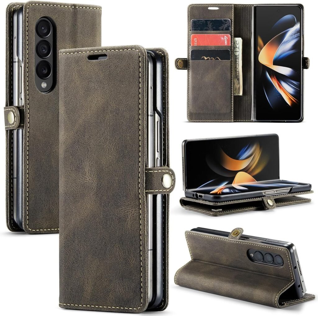 “Brown Faux Leather Wallet Case for Samsung Galaxy Z Fold 4 5G