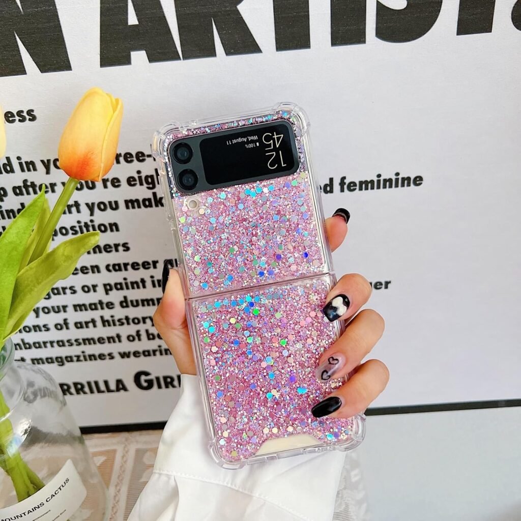 Cute Pink Glitter Case for Samsung Galaxy Z Flip 3 5G