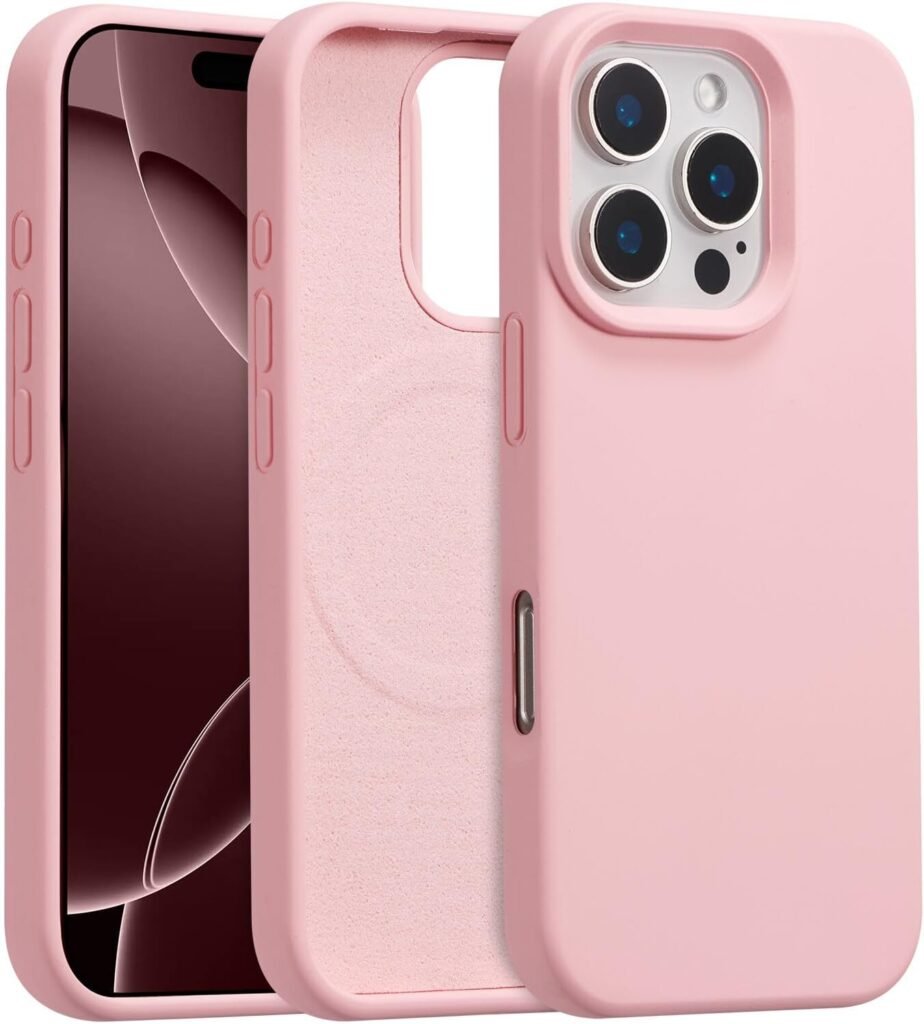 Magnetic Pink Silicone Case for iPhone 16 Pro Max