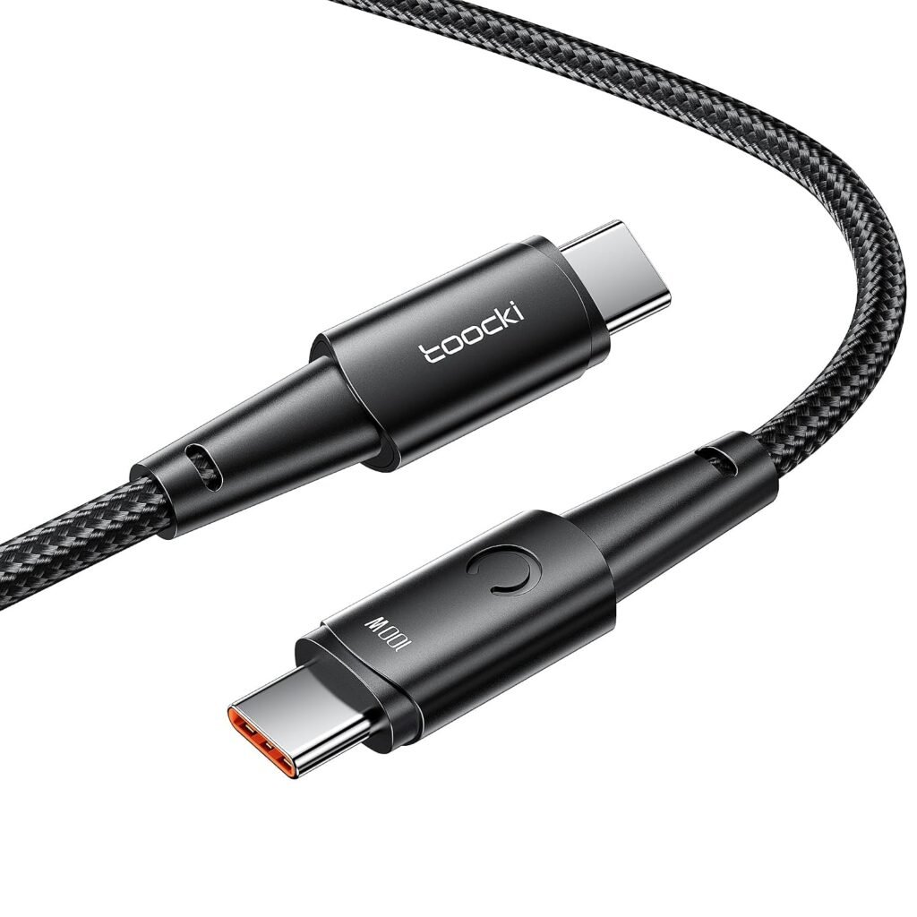 100W USB C to USB C Cable 6.6FT – Fast Charging for iPhone 17 Pro, MacBook, iPad, Dell XPS, Galaxy S24 Ultra, PS5 Controller