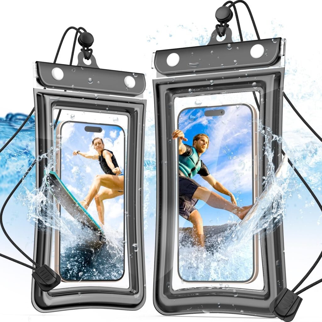 R-fun Waterproof Phone Pouch 2-Pack for iPhone 15/16/17 Pro Max & Samsung Galaxy S24/S25 Ultra – IPX8 Dry Bag for 4
