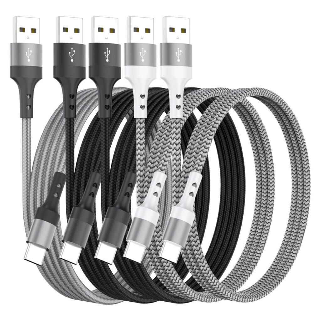 HKYUSHINE 3.1A USB A to USB C Cable 5-Pack