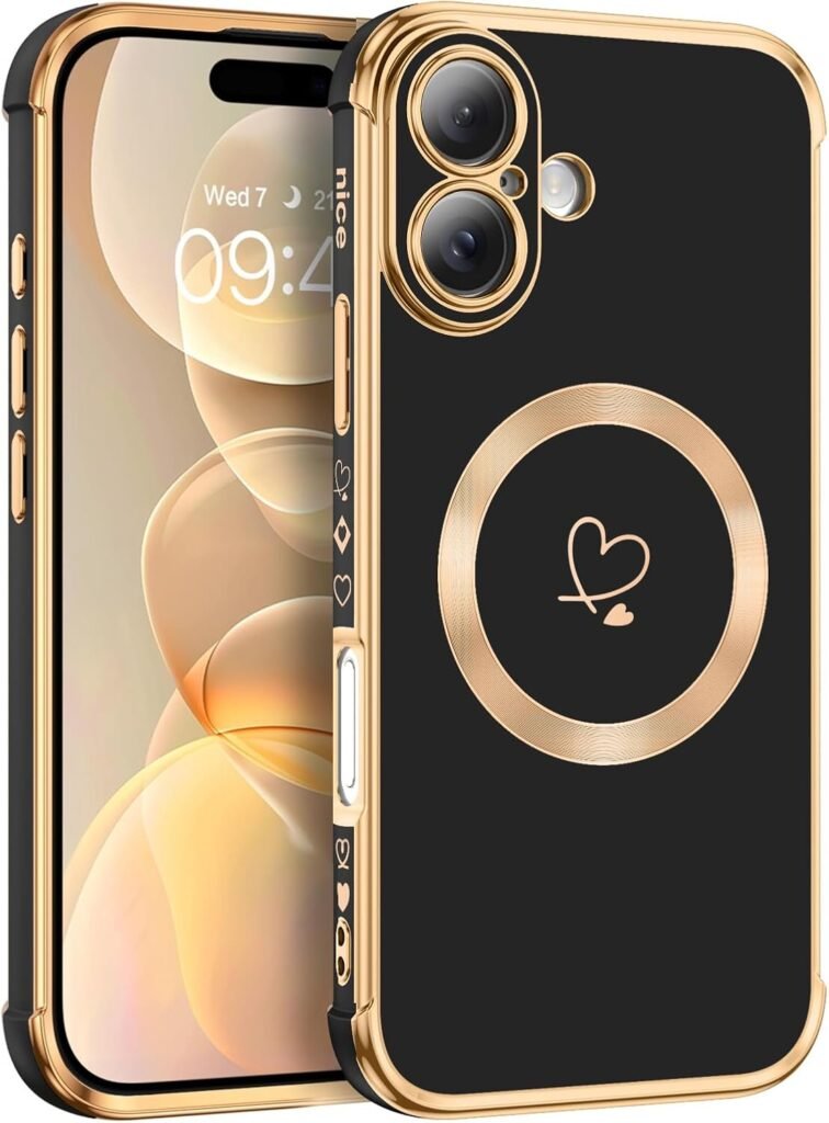 GUAGUA Magnetic Love Heart Case for iPhone 16 Plus