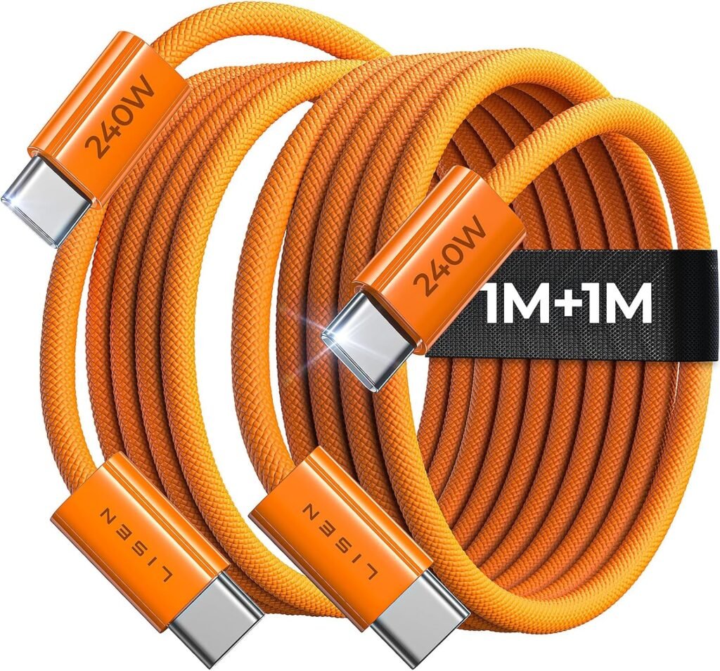 LISEN 240W USB C to USB C Cable (6.6ft, 2-Pack)